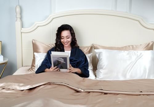 100% Mulberry Silk Pillowcase for Hair and Skin, 22 Momme Pure Natural Silk Pillow Case Both Sided with Zipper, Pillow Cover for Women Mom Men (White, King 20''×36'')