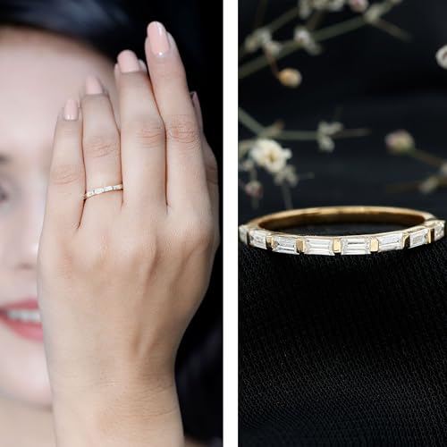 Certified Baguette Moissanite Half Eternity Ring, D-Vs1 Quality Moissanite Stackable Band (Ready to Gift)2