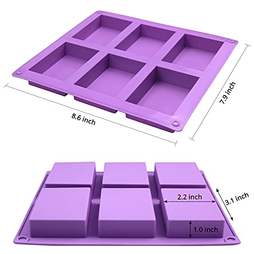 Silicone Soap Molds, Metluck 4 Pack 6 Cavities Rectangle Silicone Soap Molds For Homemade Craft Soap Making, Cupcake, Muffin, Pudding, Ice Cube Tray (Purple ＆ Pink) #TOP6