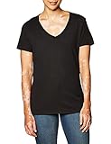Hanes Women's Nano Premium Cotton V-Neck Tee, Black, Small