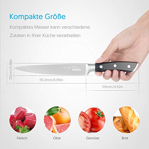 Utility Knife for Kitchen 6 Inch Chef Knife, German High Carbon Stainless Steel Kitchen Knives with Ergonomic Handle