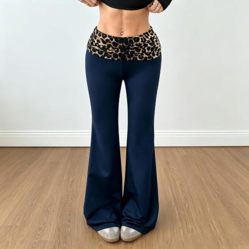HswsEJ Flared Yoga Pants for Women Leopard Y2k Elastic Waist Flare Leggings - image 2