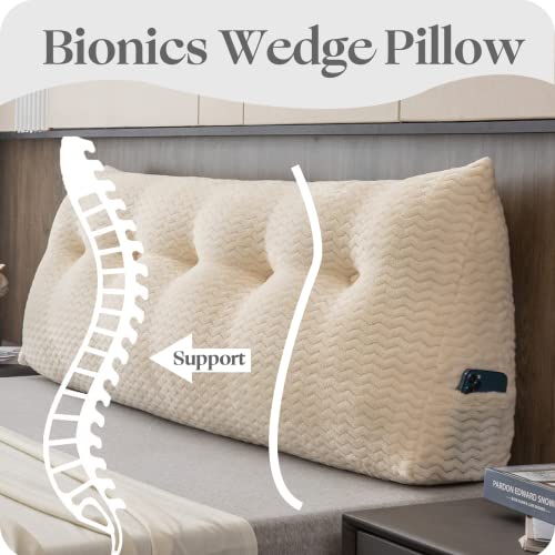 ZOEMO Large Bolster Triangular Headboard Wedge Backrest Positioning Support Bed Rest Reading Pillows Headboard Wedge Pillows for Day Bed with Removable Cover