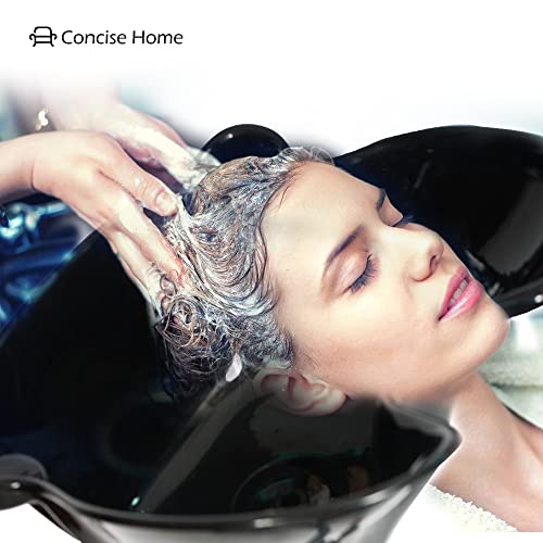 Foto von Concise Home Mobiles Friseur Waschbecken Rückwärtswaschbecken Höhe Verstellbar Schwarz