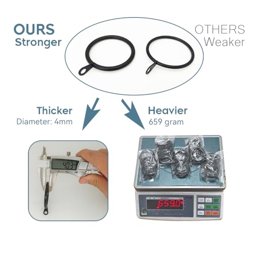 WANXIANG 50 anéis de cortina de metal com ilhós, diâmetro interno de 3,8 cm, serve para haste de até