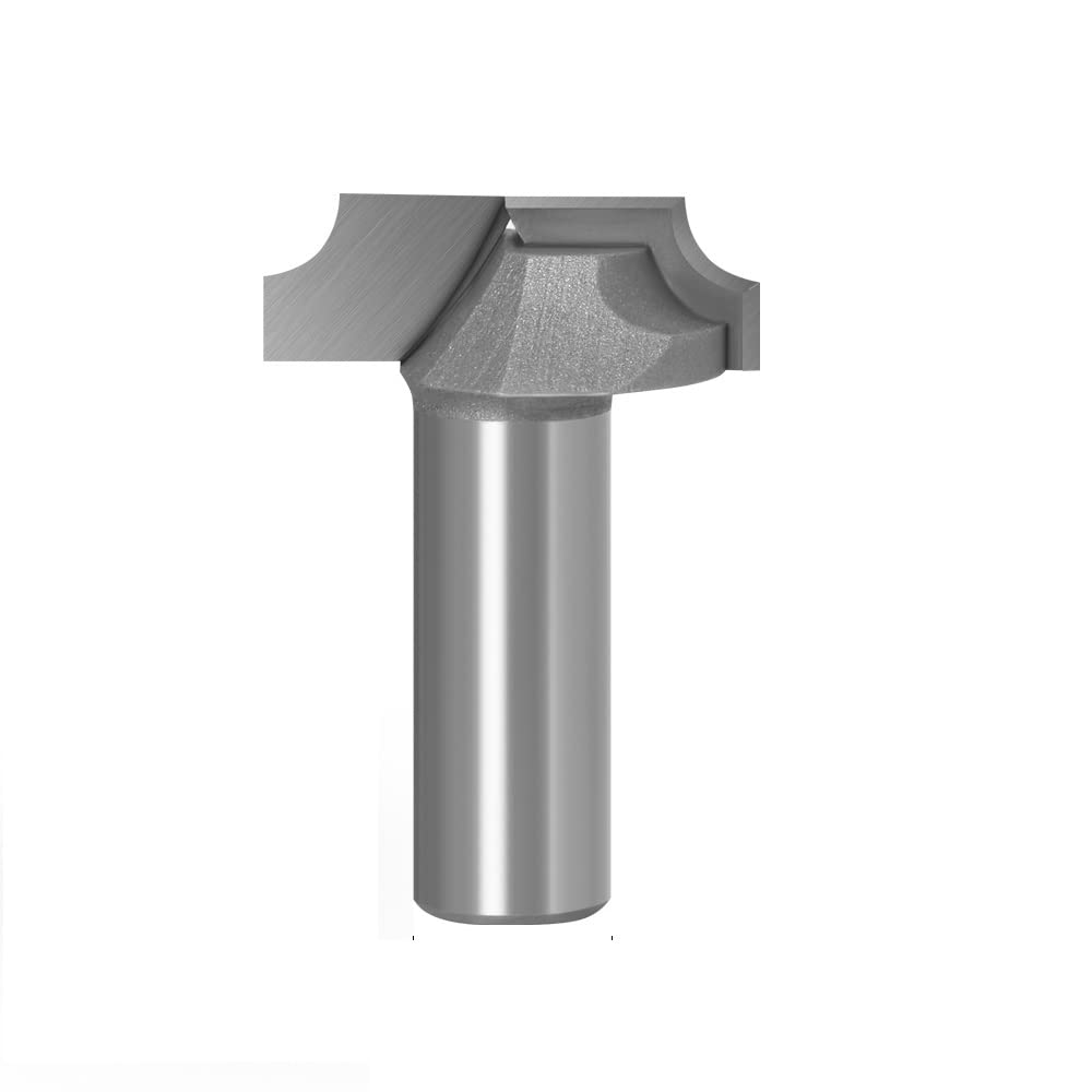 Unifizz Carbide Router Bit 1/2 Inch Bit Shank 1-1/8 Inch Bit Dia, with Top Bearing Bevel Edge Forming Router Bits Cutter, Silver 1pcs