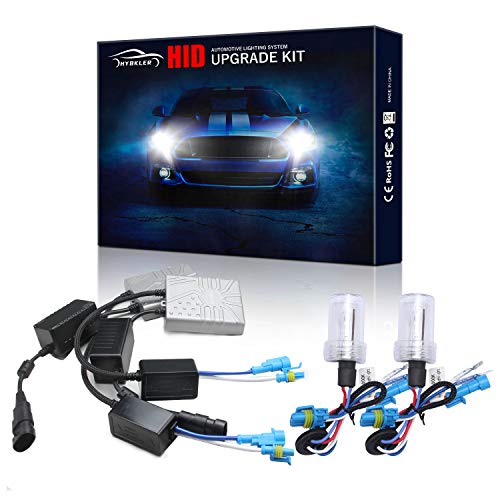 HYBKLER 55w AC Canbus Error Free HID Kit H7 Bundle with 2 PCS HID Ballast No Flicker and 2PCS HID Bulb H7 6000K(Ultra White)