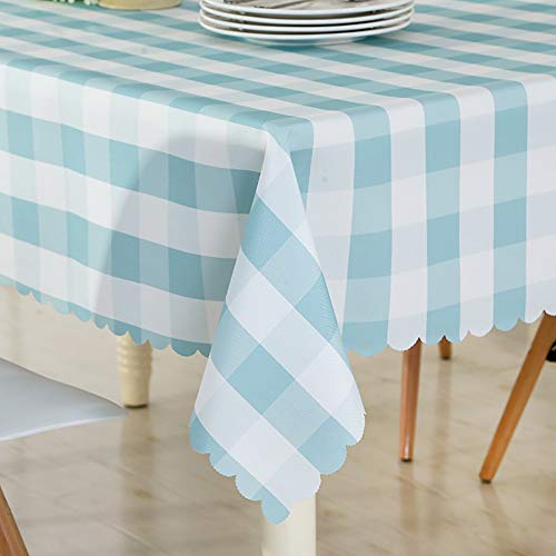 Creative Product Xiongfeng Light Blue and White Buffalo Plaid Tablecloth Square 59 x 59 Inch Cotton Fabric Gingham Checkered Waterproof Kitchen Dining Table Cloth (04#,59x59) Best Quality 🔥 Xiongfeng Light Blue and White Buffalo Plaid Tablecloth Square 59 x 59 Inch Cotton Fabric Gingham Checkered Waterproof Kitchen Dining Table Cloth (04#,59x59)