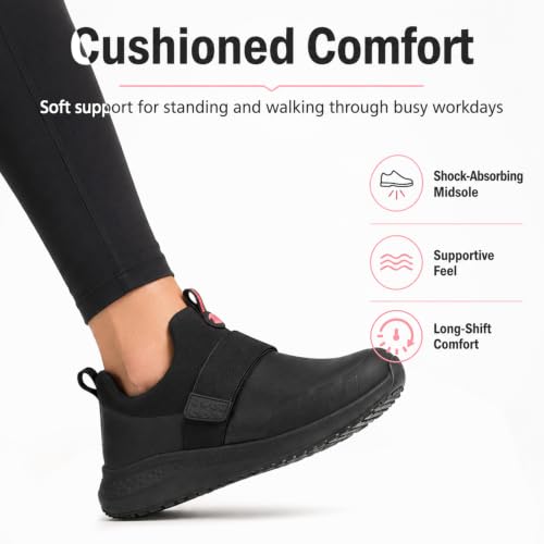 Image of Women's Non Slip Work Shoes Slip Resistant Waterproof Chef Shoe for Women Working in Kitchen Restaurant Food Service Slip-On Design Walking Sneakers Zapatos Trabajo