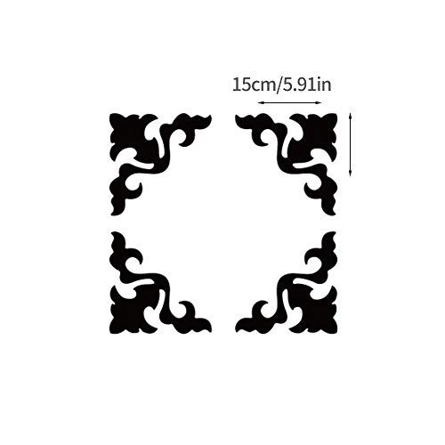 Funlife Corner Filigreel Tile Decorative Floral Pattern Mirror Ps Plastic Wall Stickers Non Glass Diy Vinyl Mirror For Furniture Cabinet Home Bedroom Decor 5.91" X 5.91" 16 Pcs Gold #TOP2