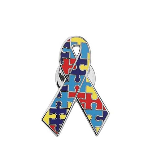 Broche de fita de autismo, presente de joias de conscientização Asperger para mãe com autismo/professora de autismo/mulheres autistas, Metal, Liga metálica.