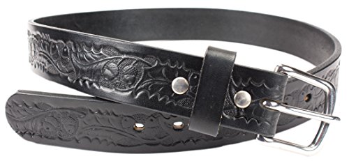 Oak Leaf Embossed Bridle Leather Belt Handmade Extra Thick2