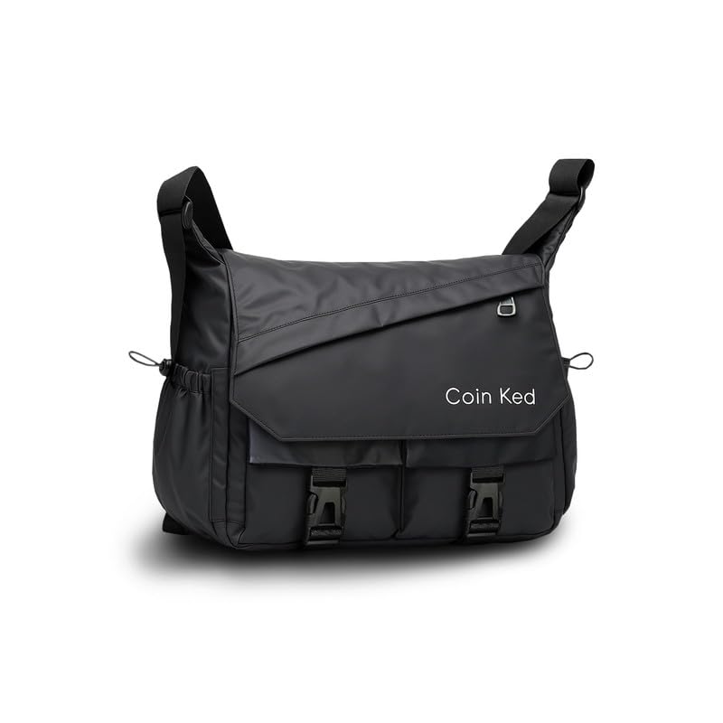 Black Nylon & Canvas Travel Shoulder Bag – Multiple Pockets, Dual Bottle Holders, 5 Compartments – 9.8L-image-11