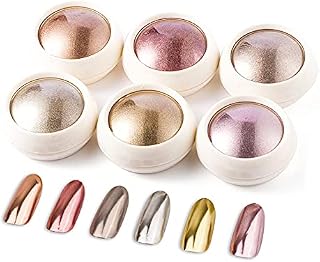 BISHENGYF 6 Box Rose Gold Chrome Nail Powder, Metallic Nail Art Pigment Powder Set, Shiny Nail Glitter Powder with Magic Mirror Effect for Nail Art Design Decoration.