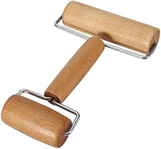 T Shape Wood Rolling Pin for Baking - Professional Dough Roller with Handle, Essential Wooden Tool for Making Cookie, Fondant, Pizza, Pastry, Pie, Bread, Tortilla, Pasta, etc (10.5cm x 6cm)