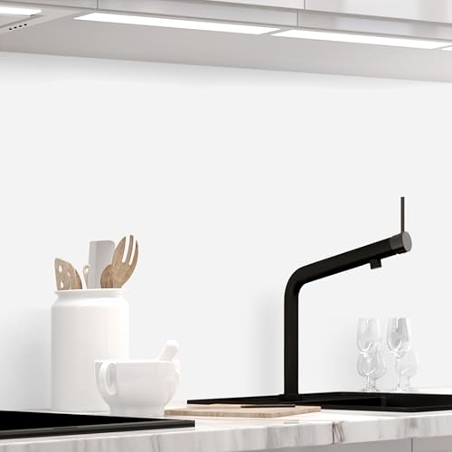 STICKERPROFIS Küchenrückwand selbstklebend PURE WHITE (Pro) 60 x 220cm | Spritzschutz & Fliesenspiegel · rückstandslos ablösbar · hitzebeständig, abwaschbar · ohne Bohren · 0,5mm, Matt Optik