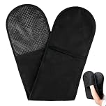 Black Oven Gloves, Oven Gloves Heat Resistant with Non-slip Design, Cotton Oven Mitts, Modern Cooking Oven Glove, Double Oven Gloves for Grilling, Cooking, Baking, Barbecue