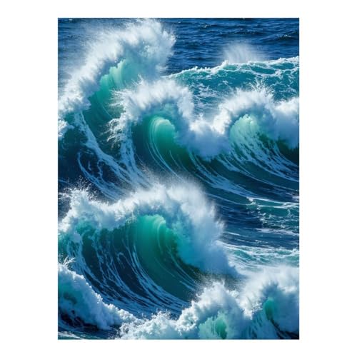 TZTTZT Diamond Art Kits for Adults - Ocean Waves Power Energy Surge Diamond Painting Kits for Adults Beginner, 12x16 in Frameless Diamond Painting Kit for Home Wall Decor