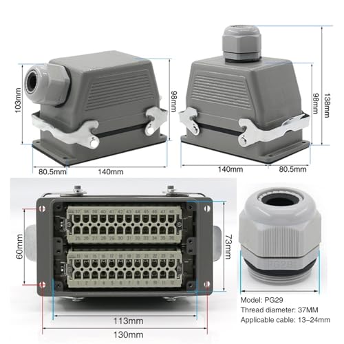Conector Rectangular Heavy Duty 48 Pines 16A 500V miniatura 3