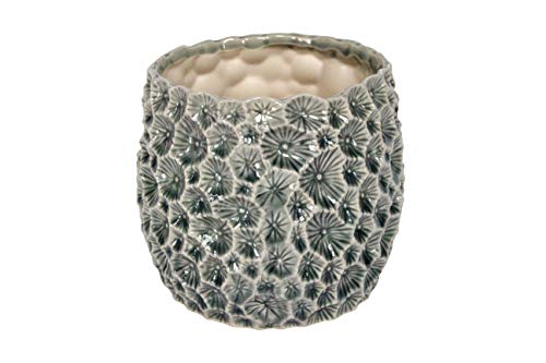 Image of Gisela Graham Ceramic Crater Pot Cover, Large, Grey 33887