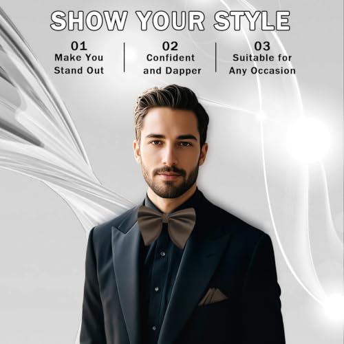 Image of Mens Bow Tie Pre Tied Oversized Bow Ties for Men Satin Bowties for Tuxedo Wedding Party Banquet