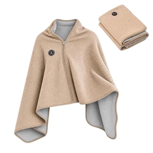 Heated Shawl Blanket for Women, Wearable USB Powered Wrap with 3 | Front Zipper Design for Hands-Free Movement, 3 Adjustable Tem