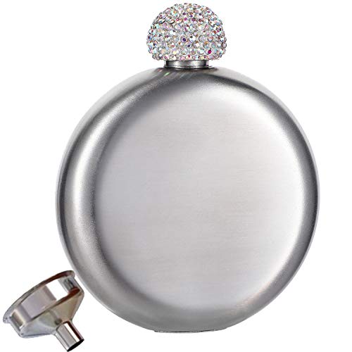 Booze Shot Flask Stainless Steel Party Liquor Flask with Crystal Lid and Funnel