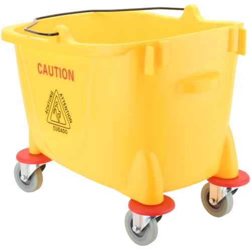PRO-SOURCE Plastic Bucket, 35 Quart Capacity, Yellow, 20.5L x 19W x 21H inches