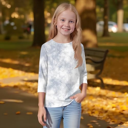 3/4 Length Sleeve Boys Shirts Cute Fall Crew Neck Cute Tops Y2K Tie Dye 3/4 Sleeve Dressy Casual Outfits Trendy Loose2