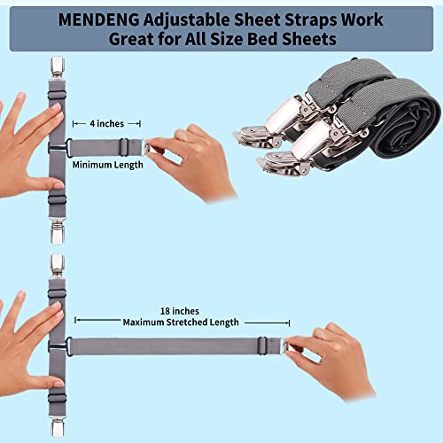 Mendeng Bed Sheet Holder Garters Bed Suspenders Sheet Stays Sheet Clips For Bedding Bed Clips For Sheets Grey Sheet Suspenders Queen 4P #TOP2