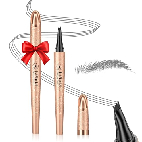 Ursoulney Eyebrow pen - Liquid Eye Brow Microblading Pencil With Micro 4 Point Lift & Brow Pen Snatch, Long-Lasting Waterproof Eyebrow Pencils for Women (Gray)