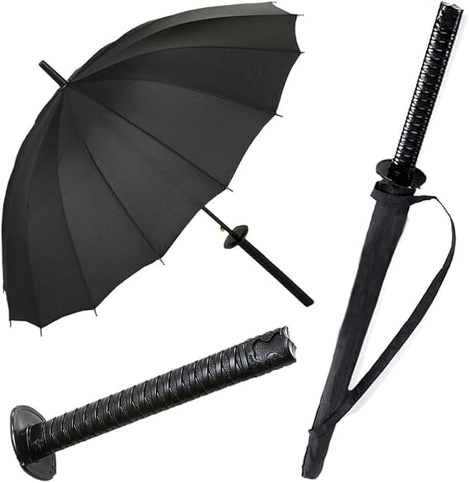 Katana Sword black Umbrella,Automatic Waterproof Samurai Handle black Umbrella for Men Katana, UV Protection, Windproof Travel Umbrella.-image-44