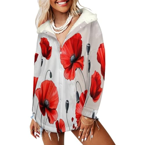 Fleece jacket chaude grande taille manteau thermique rouge style rétro femme