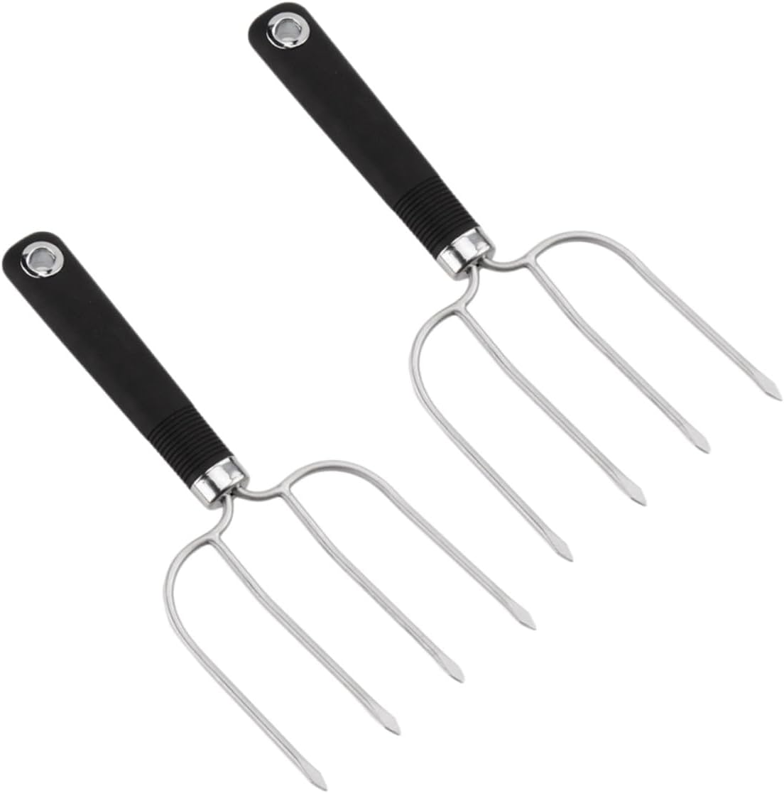 2PCS Heavy Duty Stainless Steel Turkey Lifters Forks with Four Prongs for Secure Roasting and Barbecue Meat Handling Smooth Handle and Hanging Design for Easy Storage