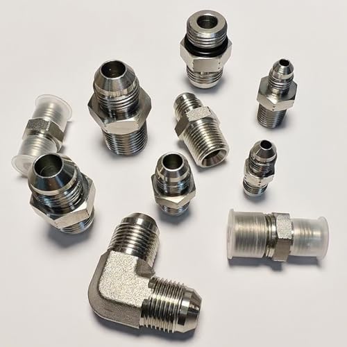 Image of 1 /2 inch JIC Male x 1 /2 inch NPT Male Hydraulic fitting, Carbon Steel SAE 37Flare Pipe Adapter Tube Fitting Straight Union Connector