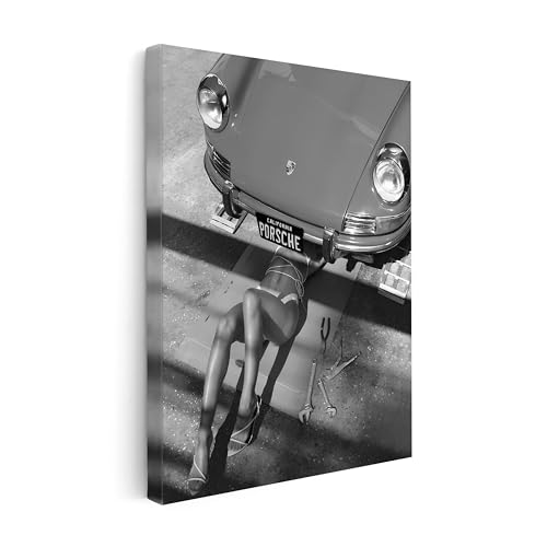 Poster Master Woman Classic Car Canvas - Sexy Mechanic Print