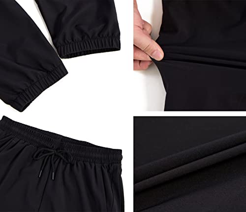 Men's Lightweight Track Pants Quick Dry Joggers Hiking Pants With Zipper Pockets(Black-3Xl) #TOP4