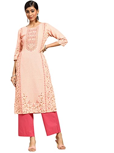 Image of Gerua By Libas Printed Viscose Straight Kurta Suit