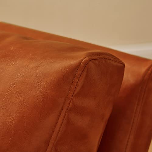 Volans Modern Faux Leather Accent Chair With Black Powder Coated Metal Frame, Single Sofa For Living Room Bedroom, Cognac #TOP5