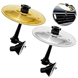 2 Pack Car Cymbal Air Vent Clip-On Decor – Mini Drum Crash Cymbals for Driving Fun & Stress Relief –Gold & Silver Metal Car-Mounted Accessory Gift for Drummers, Music Lovers & Dashboard Decor