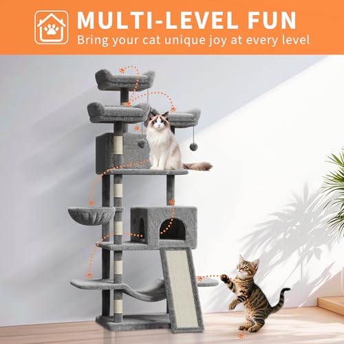 Árbol para Gatos Multi-niveles 68.5 in Gris Claro miniatura 2