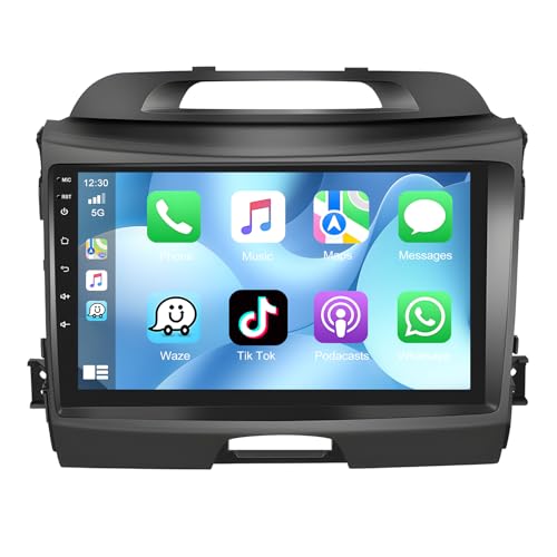 Motoris 9" Car Stereo for Kia sportage 2010-2016, 2G+64G Wireless CarPlay & Android Auto Radio with Android， GPS, Bluetooth, Mirror Link, WiFi, Dual USB, Split Screen, SWC + AHD Backup Camera