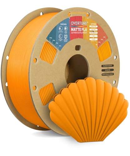 OVERTURE Matte PLA Filament 1.75mm, Easy to Print, PLA Matte 3D Printer Filament 1kg (2.2lbs), Cardboard Spool, Accuracy ± 0.02mm (Matte Orange)