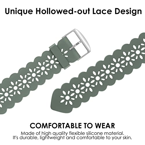 Image of Lace Silicone Bands Compatible with Apple Watch Bands for Women | Slim Thin Hollow-out Wristband for iWatch Series 11 10 9 Ultra 8 SE 7 6 5 4 3 2 1 38mm 40mm 41mm 42mm 44mm 45mm 46mm 49mm