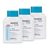 numis med 2in1 Duschgel & Shampoo ph 5.5 - Hautberuhigendes Shower Gel & Haarshampoo für sehr empfindliche & sensible Haut - vegane Hautpflege ohne Silikone, Parabene & Mineralöl (3x 200 ml)