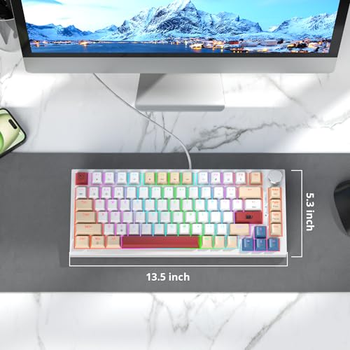 Image of Fogruaden Wired 75% Percent TKL Mechanical Gaming Keyboard, Hot Swappable, Gasket Mount, Creamy Linear Red Switch, RGB Backlit, Sound Absorbing Pads, NKRO, Compact, Custom Keyboard