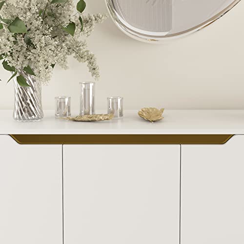 Ecacad Modern Sideboard Buffet Storage Cabinet With 3 Drawers & 3 Doors, Kitchen Cupboard Console Cabinet With Metal Legs For Living Room, Entryway, White (63”L X 15.6”W X 33.4”H) #TOP3
