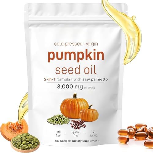 ALVORIA Pumpkin Seed Oil Capsules with Saw Palmetto – 3000mg Cold...
