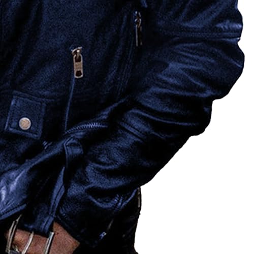 Men's Casual Leather Jacket Lapel Collar Bomber PU Jackets Zippers Motorcycle Biker Coat4
