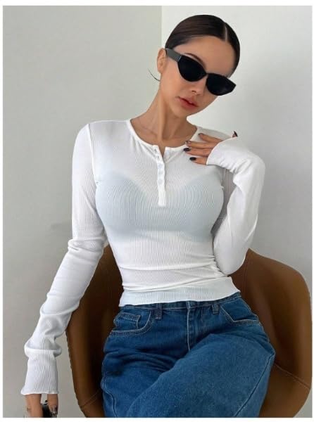 Image of JC JUMMY COUTUREWomen's Quarter Button Full Sleeve Shirt - Stylish & Versatile Tops PP
